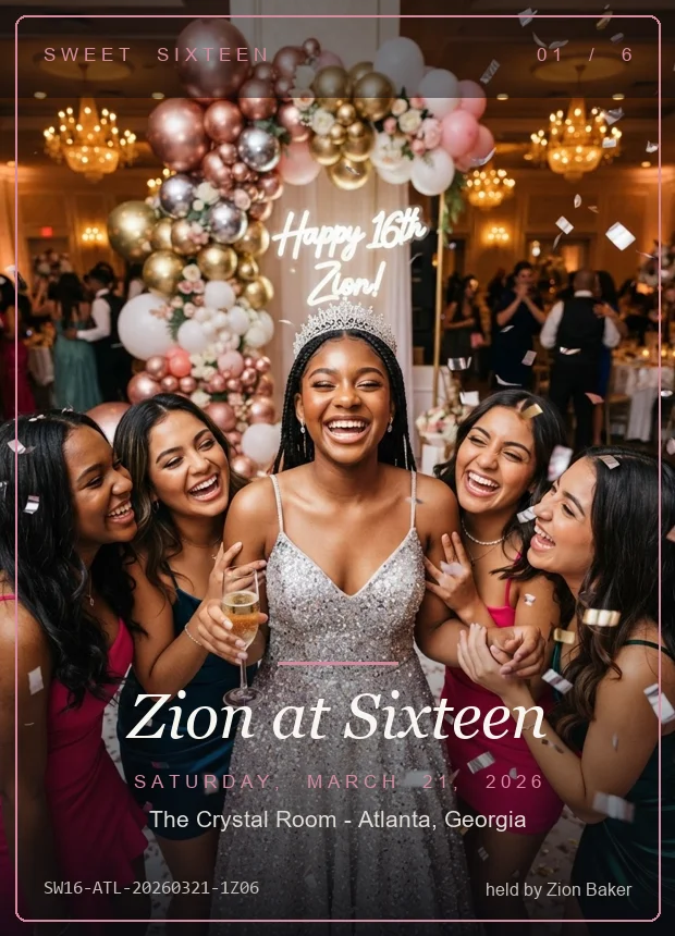 Sweet sixteen keepsake card