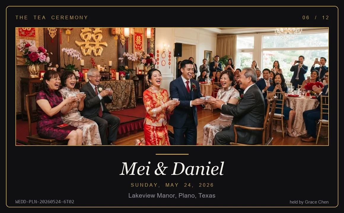 Chinese wedding tea ceremony keepsake card